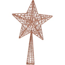 Cosy & Trendy Kerstboompiek - glitter - ster - bruin - 28 cm - kerstboompieken