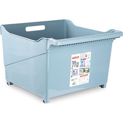 Plasticforte opberg Trolley Container - ijsblauw - op wieltjes - L39 x B38 x H26 cm - kunststof - Opberg trolley