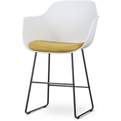 Nino-Liz barkruk wit met okergeel zitkussen - zwart onderstel - 65 cm