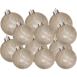 Kerstversiering set glitter kerstballen champagne 6 - 8 cm - pakket van 30x stuks - Kerstbal