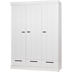 WOOOD Connect Kast 3-Deurs met Lade - Grenen - Wit - 195x140x53