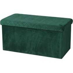 Hocker bank - poef XXL - opbergbox - smaragd groen - polyester/mdf - 76 x 38 x 38 cm - Poefs