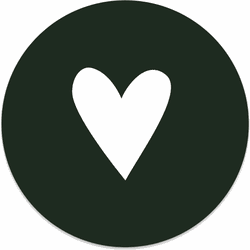 Label2X Muurcirkel hart wit groen Ø 40 cm / Dibond - Aanbevolen - Ø 40 cm