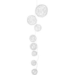 Christmas Decoration verlichting snoer - 8 bollen- metaal- zilver - 90cm - Lichtsnoeren