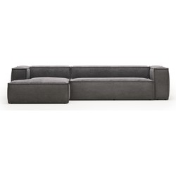 Kave Home - 4-zitsbank Blok met chaise longue links in groen ribfluweel/corduroy 330 cm