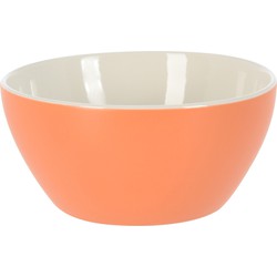 Excellent Houseware Soepkommen/schaaltjes - Acapulco - porselein - D14 x H6.5 cm - oranje - Kommetjes