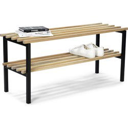 Spinder Design halbank Rizzoli Bench - Zwart / Eiken - 8 paar schoenen