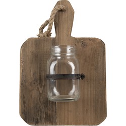 Clayre & Eef Vaas  23x13x33 cm Bruin Hout Glas Decoratie Pot