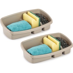2x stuks keuken spons/doekjes houders 26 x 14 cm taupe - Keukenhulphouders