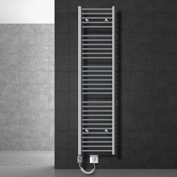 Badkamerradiator Sahara 400 x 1800 mm Chroom gebogen met zijaansluiting + verwarmingselement 1200W