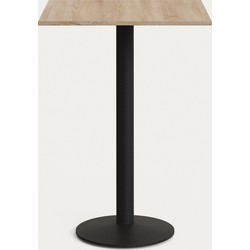 Kave Home - Hoge Esilda-tafel van natuurlijke melamine en zwart gelakte metalen poot Ø 60 x 60 x 96 cm