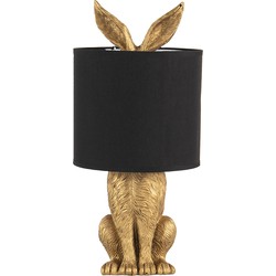 Clayre & Eef Tafellamp Konijn Ø 20x45 cm  Goudkleurig Zwart Kunststof Bureaulamp