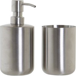Items Zeeppompje - incl. beker - RVS - 17 cm - Badkameraccessoireset