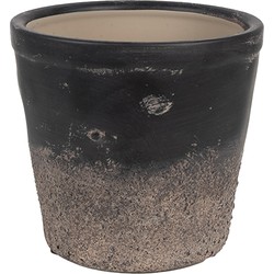 Clayre & Eef Bloempot Binnen  Ø 15x14 cm Zwart Bruin Keramiek Plantenpot