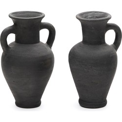Kave Home - Set met 2 Tefara vazen van terracota met zwarte afwerking 18 cm / 18 cm