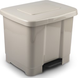 Plasticforte Pedaalemmer - 2-vaks - beige - 35 liter - 43 x 38 cm - Pedaalemmers