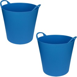 2x stuks blauwe flexibele opbergmand/emmer 20 liter - Wasmanden