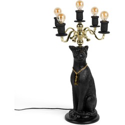 BOLD MONKEY Proudly Crowned Panther Floor Lamp Black