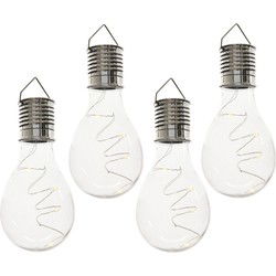 Lumineo solar hanglamp bol/peertje - 5x - transparant - 14 cm - Buitenverlichting