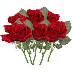 Topart Kunstbloem - 8x - roos Alice - rood - 30 cm - kunststof - decoratie - Kunstbloemen