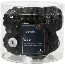 denappel glas d5h7 cm zwrt ass 6st kerst - Decoris