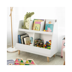 Boekenkast - Opbergkast - Voor kinderen - 5 compartimenten - Massief houten poten
