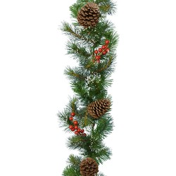 Kerstslinger guirl.bes l10b30h270 cm groen/wit - Everlands