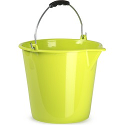 Huishoud schoonmaak emmer kunststof groen 9 liter inhoud 30 x 26 cm - Emmers