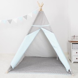 Tipi tent - Speeltent inclusief speelkleed en accessoires - Blauw Grijs | Blitsr - Kinderkamerdeco
