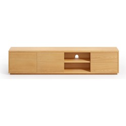 Kave Home - Abilen TV-meubel met 2 deuren en 2 laden in eikenfineer, 200 x 44 cm FSC 100%