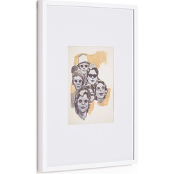 Kave Home - Fedra wit en beige foto met brildragende gezichten 50 x 70 cm