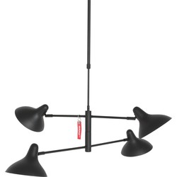 Retro Hanglamp - Anne Light & Home - Metaal - Retro - E27 - L: 110cm - Voor Binnen - Woonkamer - Eetkamer - Zwart