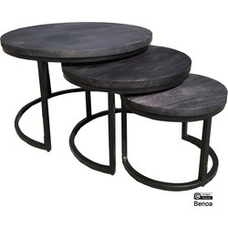 Benoa Newport Coffee Table 3cm Top Black (Set of 3) 75 cm