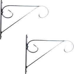 Muurhaak voor hangpotten - 2x - metaal - 18 x 16 cm - antraciet - Plantenbakhaken