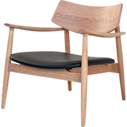 Oliver houten fauteuil naturel - met zwarte kunstleren zitting