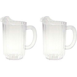 Karaf - 2x - polycarbonaat kunststof - 1 liter - waterkan - 12 x 18 cm - Waterkannen