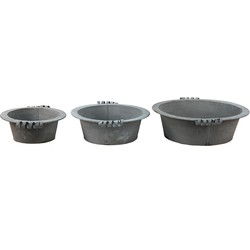 Clayre & Eef Decoratie schaal Set van 3  Ø 36x11 cm Grijs Metaal