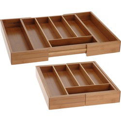 Excellent Houseware Uitschuifbare bestekbak - bamboe hout - 45 x 34 cm - Bestekbakken