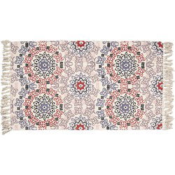 Clayre & Eef Vloerkleed Blauw Rood Katoen