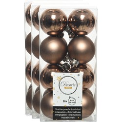 48x stuks kunststof kerstballen walnoot bruin 4 cm glans/mat - Kerstbal