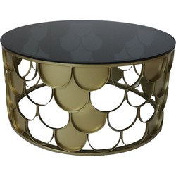 HSM Collection-Ronde Salontafel-ø80x40-Goud/Zwart-Metaal/Glas