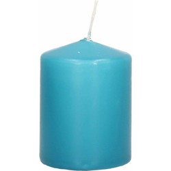 1x Kaarsen turquoise blauw 6 x 8 cm 21 branduren sfeerkaarsen - Stompkaarsen