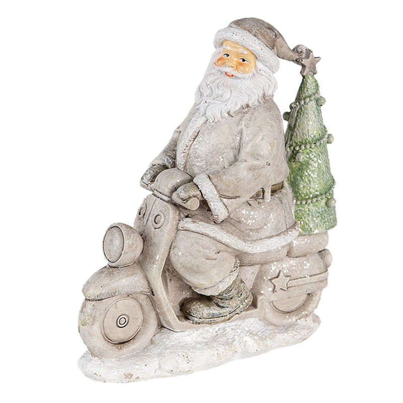 Clayre & Eef Beeld Kerstman 12x6x14 cm Zilverkleurig Polyresin Kerstdecoratie - 