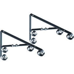 2x Metalen plankendragers Jutta zwart 18 x 13 cm - Plankdragers