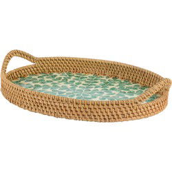 Dienblad rotan l36b26h4 cm groen