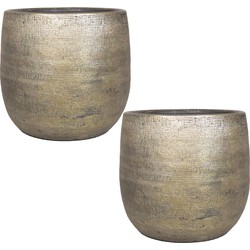 2x stuks luxe plantenpot/bloempot goud Mira van keramiek 35 cm - Plantenpotten