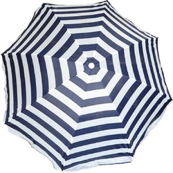 Parasol - blauw/wit - gestreeptA - D120 cm - UV-bescherming - incl. draagtas - Parasols