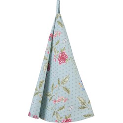 Clayre & Eef Theedoek  Ø 80 cm Blauw Groen Katoen Rond Bloemen Vaatdoek