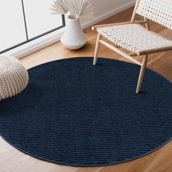 Rond Laagpolig vloerkleed - Junius Modern Effen Gestreept Blauw - 160 X 160 CM