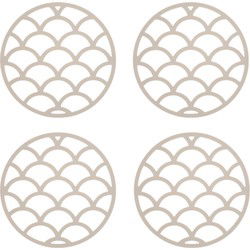 Krumble Pannenonderzetter met schubben patroon - Beige - Set van 4